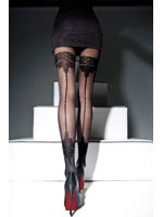 Fiore - Patterned Tights Apriel Black