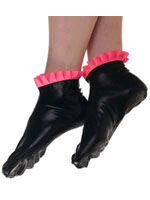 Latex Socks Black With Pink Frills