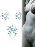 Gloria - Breasts and Pubic Jewelry - turquoise/green